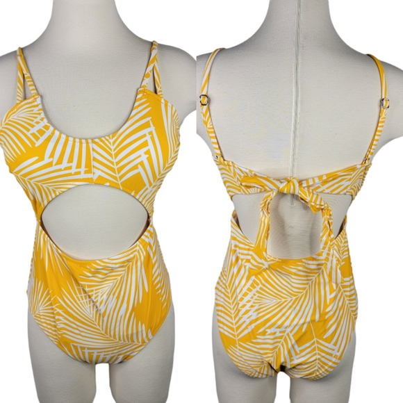 Cupshe One Piece Yellow Palms Womens Large Swimsuit - Picture 1 of 5